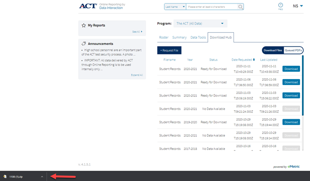 Downloading Data in Online Reporting